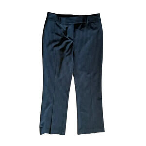 Tahari womens black striped solid midnrise bootcut dress pants trouser slacks 2